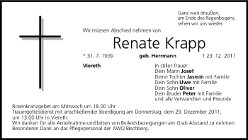 Anzeige von Renate Krapp von MGO