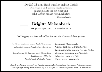 Anzeige von Brigitte Meisenbach von MGO