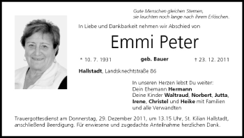 Anzeige von Emmi Peter von MGO
