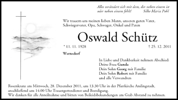 Anzeige von Oswald Schütz von MGO
