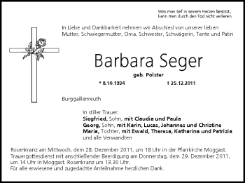 Anzeige von Barbara Seger von MGO