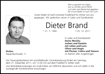 Anzeige von Dieter Brand von MGO