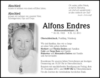 Anzeige von Alfons Endres von MGO