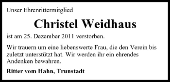 Anzeige von Christel Weidhaus von MGO