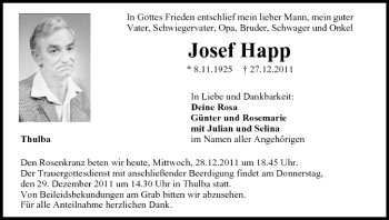 Anzeige von Josef Happ von MGO