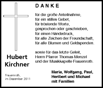 Anzeige von Hubert Kirchner von MGO