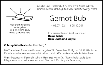 Anzeige von Gernot Bub von MGO