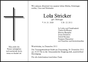 Anzeige von Lola Stricker von MGO