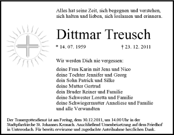 Anzeige von Dittmar Treusch von MGO