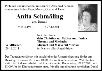Anzeige von Anita Schmäling von MGO