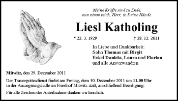 Anzeige von Liesl Katholing von MGO