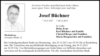 Anzeige von Josef Büchner von MGO