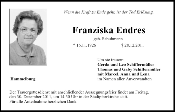Anzeige von Franziska Endres von MGO