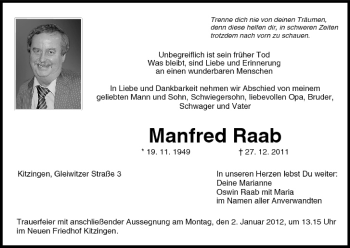 Anzeige von Manfred Raab von MGO