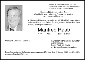 Anzeige von Manfred Raab von MGO