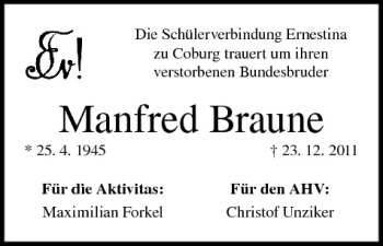 Anzeige von Manfred Braune von MGO