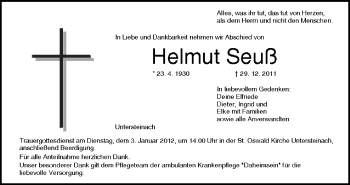 Anzeige von Helmut Seuß von MGO