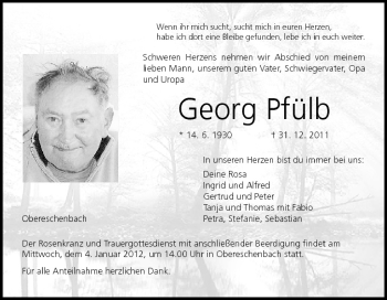 Anzeige von Georg Pfülb von MGO