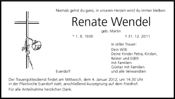 Anzeige von Renate Wendel von MGO