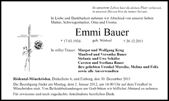 Anzeige von Emmi Bauer von MGO