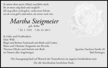 Anzeige von Martha Steigmeier von MGO