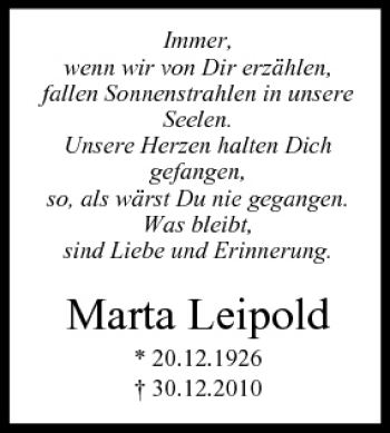 Anzeige von Marta Leipod von MGO