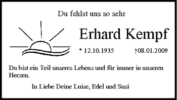 Anzeige von Erhard Kempf von MGO