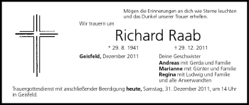 Anzeige von Richard Raab von MGO
