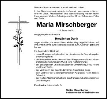 Anzeige von Maria Mirschberger von MGO