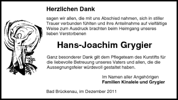 Anzeige von Hans-Joachim Grygier von MGO