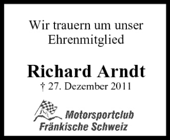 Anzeige von Richard Arndt von MGO