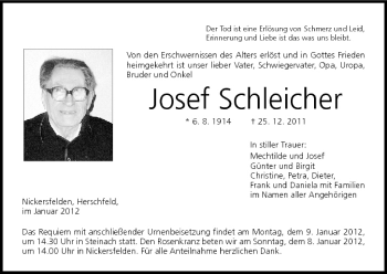 Anzeige von Josef Schleicher von MGO