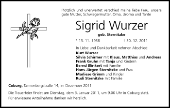Anzeige von Sigrid Wurzer von MGO
