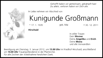 Anzeige von Kunigunde Großmann von MGO