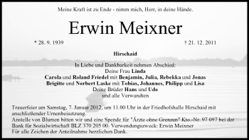 Anzeige von Erwin Meixner von MGO