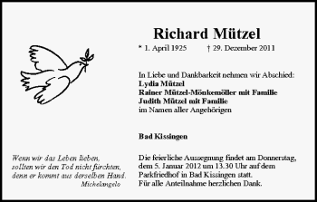 Anzeige von Richard Mützel von MGO