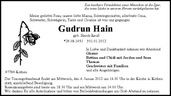 Anzeige von Gudrun Hain von MGO