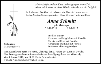 Anzeige von Anna Schmitt von MGO