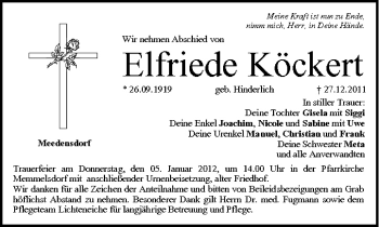 Anzeige von Elfriede Köckert von MGO