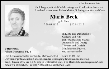 Anzeige von Maria Beck von MGO