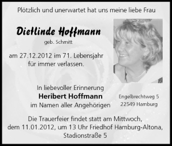 Anzeige von Dietlinde Hoffmann von MGO
