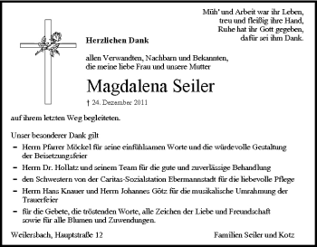 Anzeige von Magdalena Seiler von MGO