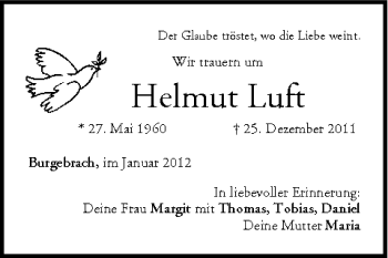 Anzeige von Helmut Luft von MGO