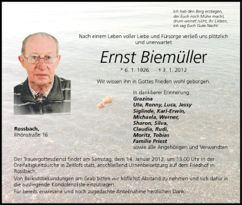 Anzeige von Ernst Biemüller von MGO