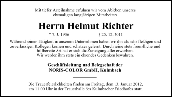 Anzeige von Helmut Richter von MGO