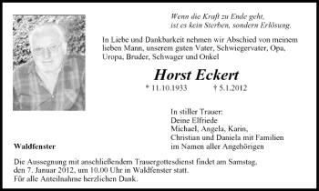 Anzeige von Horst Eckert von MGO