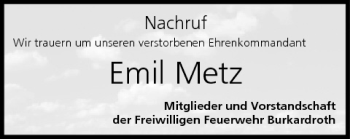 Anzeige von Emil Metz von MGO