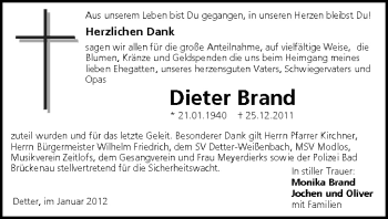 Anzeige von Dieter Brand von MGO