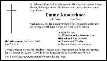 Anzeige von Emmy Knauschner von MGO