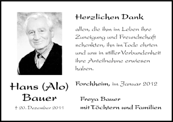 Anzeige von Hans Bauer von MGO